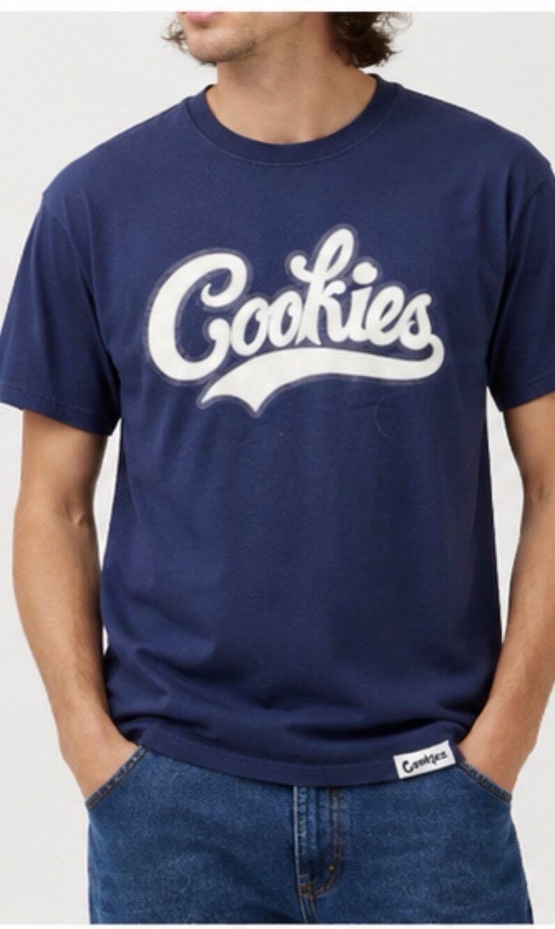 Cookies SF T Shirt Mens Medium Blue White Script Logo Streetwear Graphic Tee